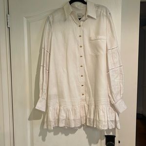Aje white Lotus shirt mini dress size 10 excellent condition